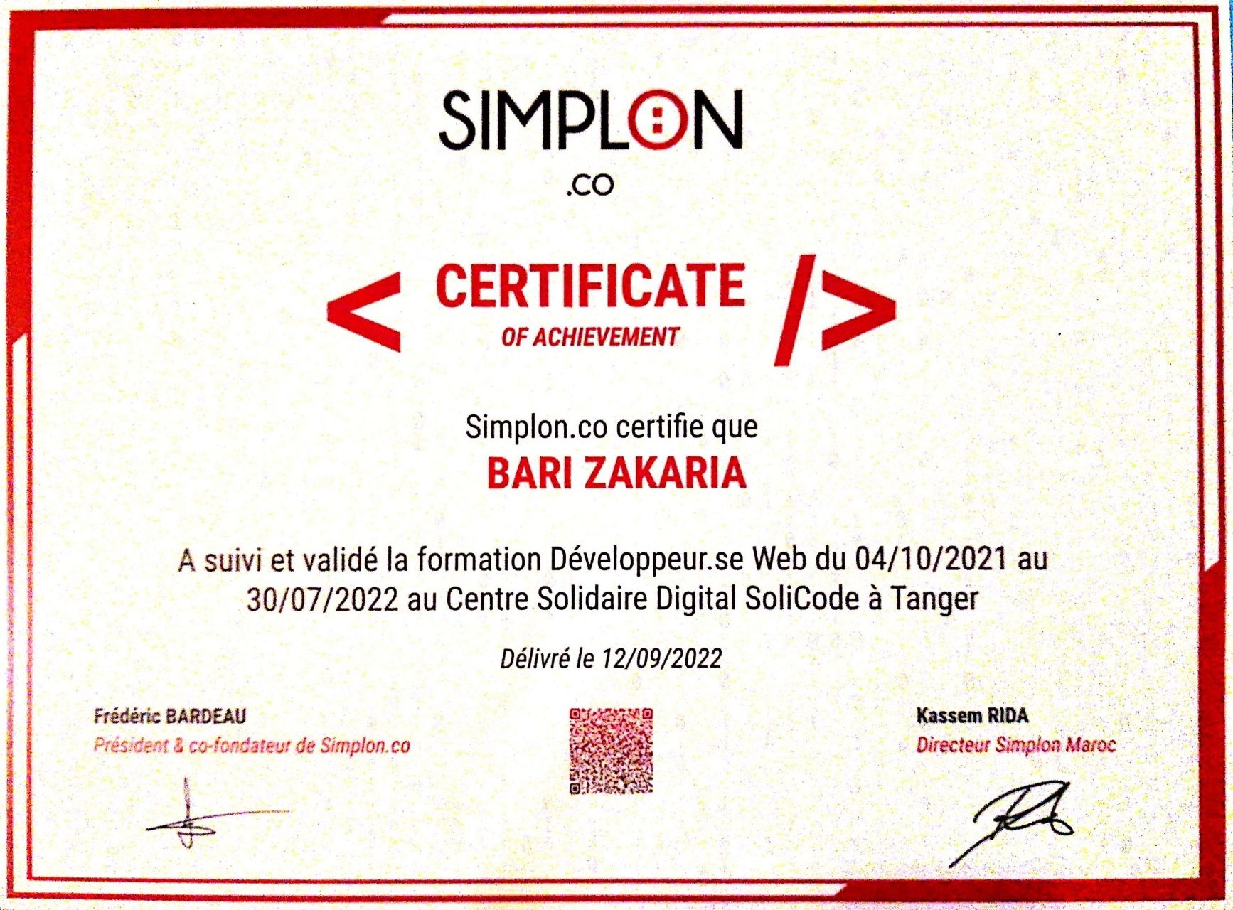 Web Developement Certificate